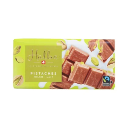 Halba pistachio Swiss milk chocolate bar with crunchy pistachios 100g